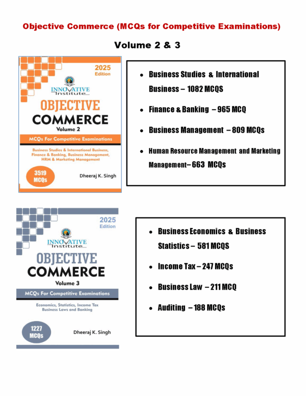 Objective Commerce (MCQs For Competitive Examinations) - Volume 2  & 3