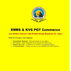 EMRS & KVS PGT Commerce Live Online Classes with Printed Study Materials for Tier I