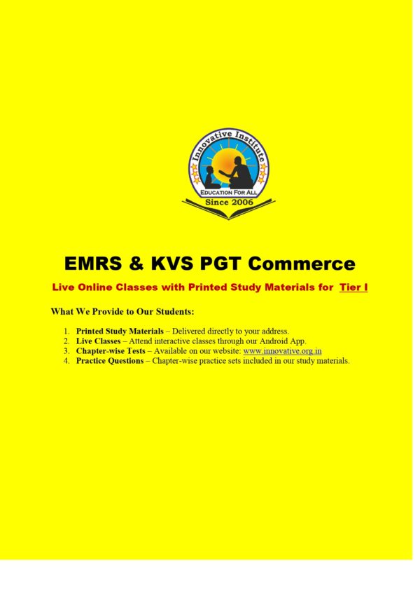EMRS & KVS PGT Commerce Live Online Classes with Printed Study Materials for Tier I